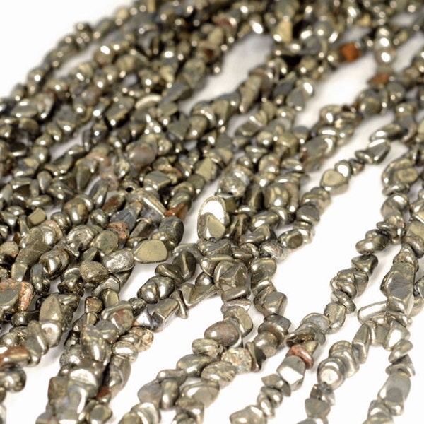 4-5mm Palazzo Iron Pyrite Gemstone Nugget Granule Pebble Chips Loose Beads 15.5 inch Full Strand (90114707-138)