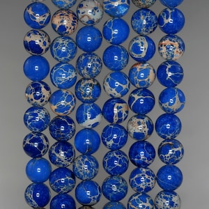 6mm Indigo Cobalt Blue Sea Sediment Imperial Jasper Gemstone Round Loose Beads 15.5 inch Full Strand (90184418-170)