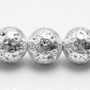 8mm Silver Plated Lava Gemstone Grade AAA Round Loose Beads 15.5 Inch ...