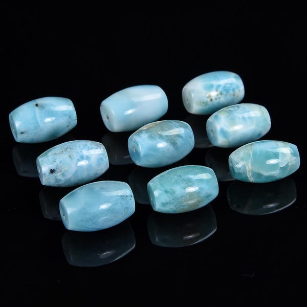 Natuurlijke Dominicaanse larimar-edelsteen 11 x 6 MM 12 x 7 MM 12 x 8 MM 14 x 9 MM 15 x 10 MM 16 x 11 MM 17 x 12 MM 19 x 13 MM vattrommel 2 kralen (S33)