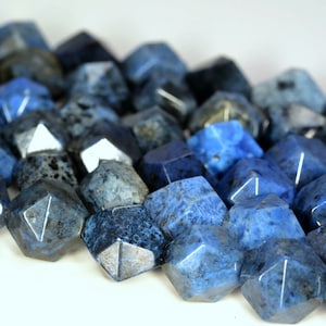 10MM South Africa Dumortierite Beads Star Cut Faceted Grade AA Genuine Natural Gemstone Beads 7.5&quot; BULK LOT 1,3,5,10 and 50 (80006140 H-M26)