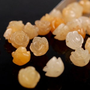 8MM Yellow Jade Gemstone Carved Rose Flower Beads BULK LOT 5,10,20,30,50 (90187283-002)