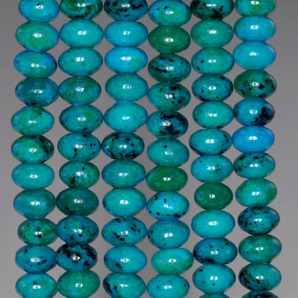 8x5MM  Chrysocolla Quantum Quattro Gemstone Rondelle Loose Beads 15.5 inch Full Strand (90182639-A140)