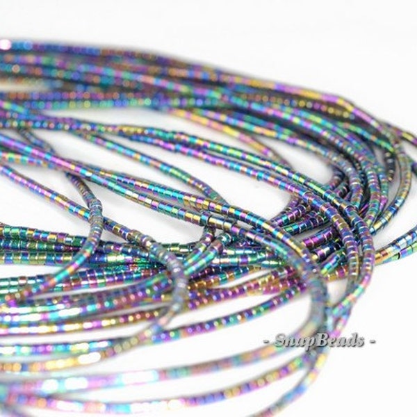 1mm Titanium Rainbow Hematite Gemstone Heishi Rondelle Slice Loose Beads 16 inch Full Strand (90185727-839)