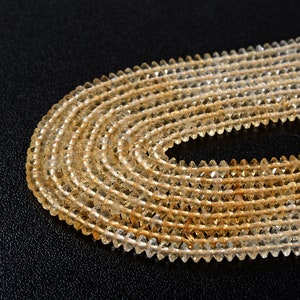 4x3MM Genuine Citrine Gemstone Grade AAA Bicone Faceted Rondelle Saucer Loose Beads (P2)