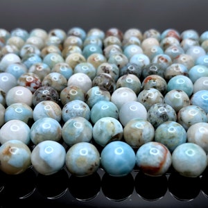 Natural Dominican Larimar Gemstone Round 6MM 8MM 10MM Loose Beads (D19)