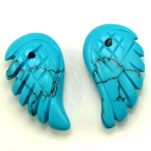 15X8MM  Turquoise Gemstone Carved Angel Wing Beads BULK LOT 2,6,12,24,48 (90187164-001)