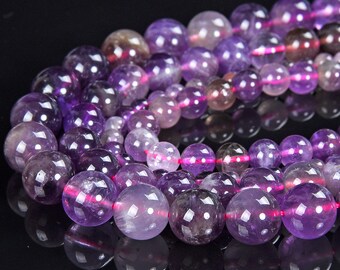 Natural Amethyst Gemstone Round 4MM 6MM 8MM 10MM Loose Beads (D555)