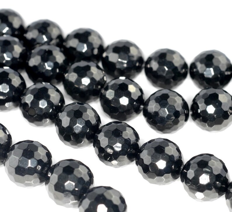 13MM BLACK JET GEMSTONE ORGANIC MICRO FACETED ROUND LOOSE BEADS 7.5" 13MM BLACK JET GEMSTONE ORGANIC MICRO FACETED ROUND LOOSE BEADS 7.5"
