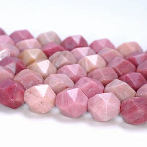 10MM Rhodonite Beads Pink Star Cut Faceted Grade AAA Genuine Natural Gemstone Loose Beads 7.5&quot; BULK LOT 1,3,5,10 and 50 (80005218 H-M21)