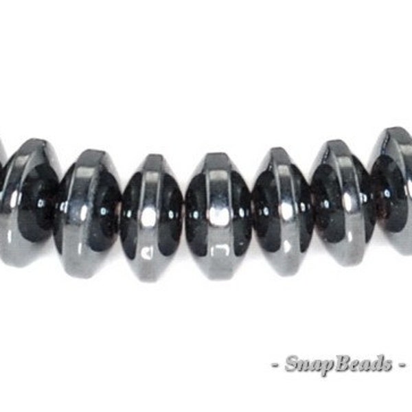 Noir Black Hematite Gemstone Black Rondelle Saucer Slice 4x2mm Loose Beads 16 inch Full Strand (90147091-340)