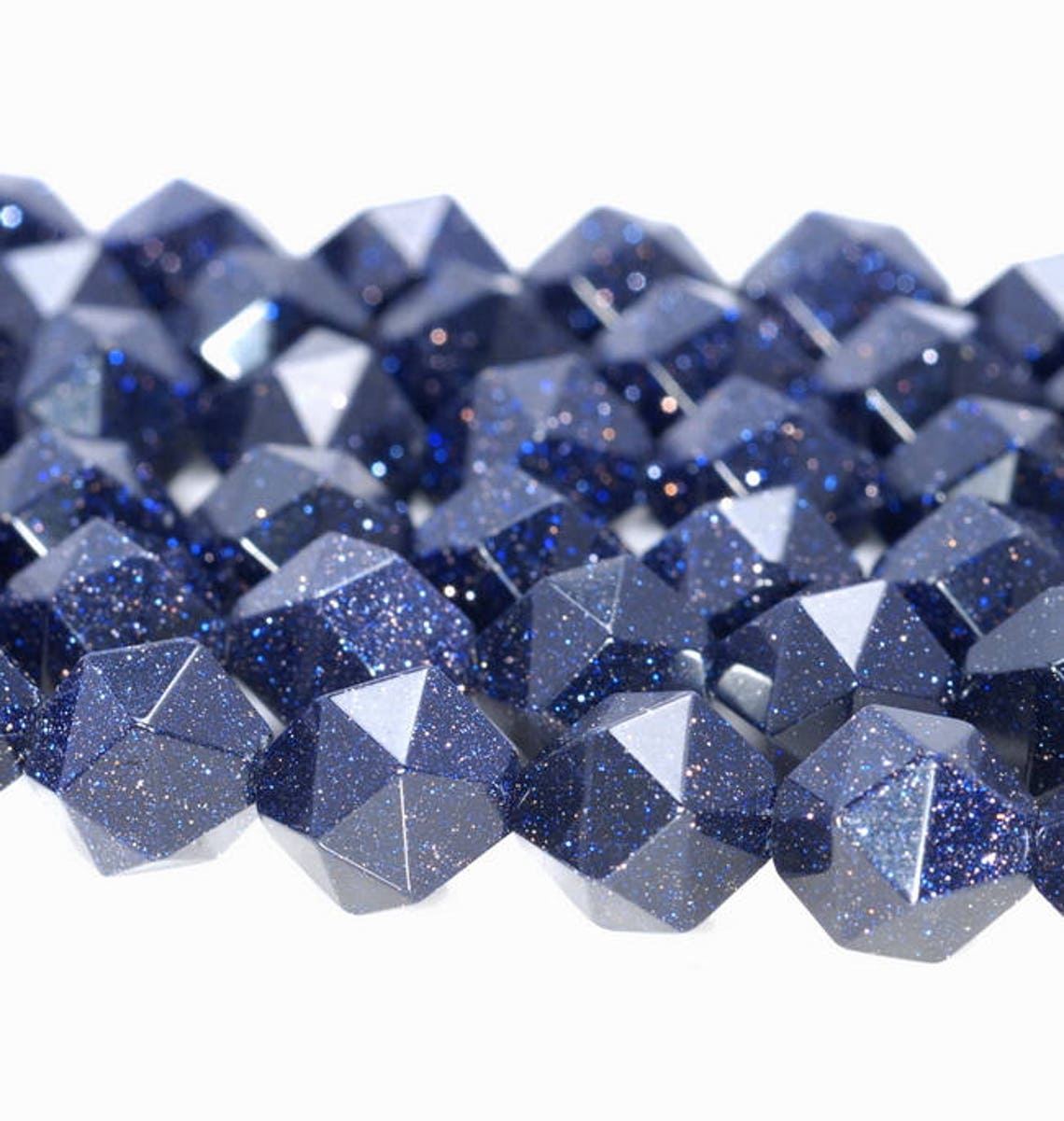 8MM Blue Sandstone Beads Star Cut Faceted Grade AAA Genuine Jaztena Raw Gems by Jazmin Tena
