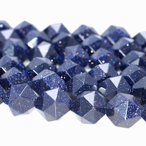 6MM Blue Sandstone Beads Star Cut Faceted Grade AAA Genuine Natural Gemstone Loose Beads 14.5&quot; BULK LOT 1,3,5,10 and 50 (80005207-M20)