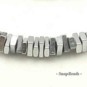 3x2-3x1mm Silver Hematite Gemstone Heishi Square Slice Loose Beads 15.5 inch Full Strand 90189040-199 image 1