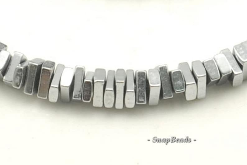 3x2-3x1mm Silver Hematite Gemstone Heishi Square Slice Loose Beads 15.5 inch Full Strand 90189040-199 image 1