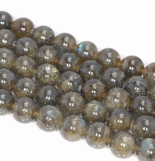 10MM Dark Brown Labradorite Gemstone Round Loose Beads 15.5