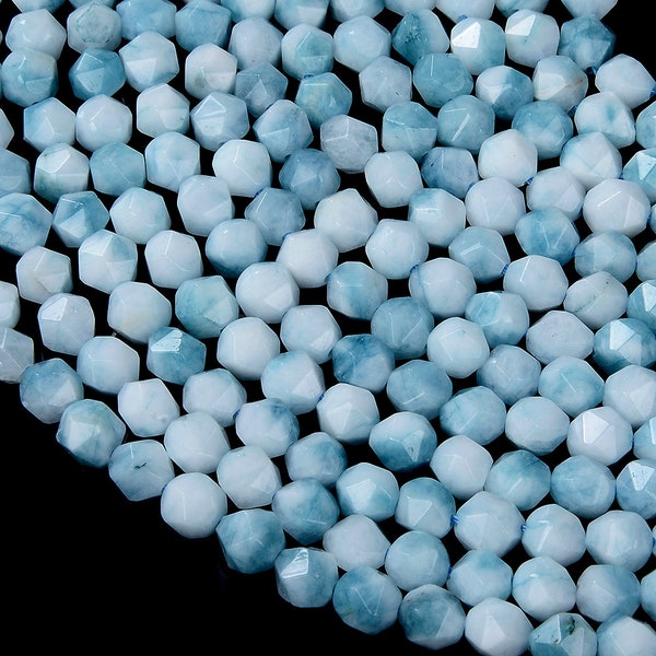 8MM Larimar Jade Gemstone Grade AAA Star Cut Perles lâches facettées (D212)