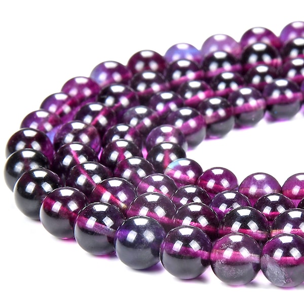 Natural Purple Fluorite Gemstone Grade AAA Round 6MM 8MM Loose Beads (D492)