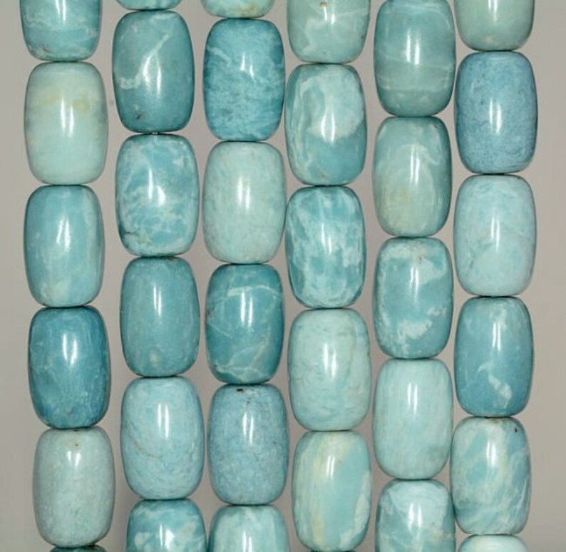80005583-921 x10 10 Strands Larimar Quartz Gemstone Grade AAA Sky Blue 14x10mm Barrel Drum Loose Beads 15 inch Full Strand BULK LOT