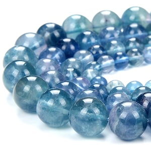Natürlicher Blauer Fluorit Edelstein Klasse AAA Rund 6 MM 7 MM 8 MM 9 MM 10 MM 11 MM 12 MM lose Perlen (D401)
