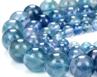 Natural Blue Fluorite Gemstone Grade AAA Round 6MM 7MM 8MM 9MM 10MM 11MM 12MM Loose Beads (D401)
