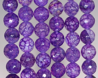 8MM Dark Purple Dragon Agate Gemstone Faceted Round Loose Kralen 14,5 inch Full Strand (80002782-A55)
