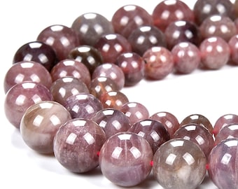 Natural Rare Purple Pink Madagascar Rose Quartz Gemstone Grade AA Round 7MM 8MM 9MM 10MM 11MM 12MM 13MM Loose Beads 7.5inch  (D504)