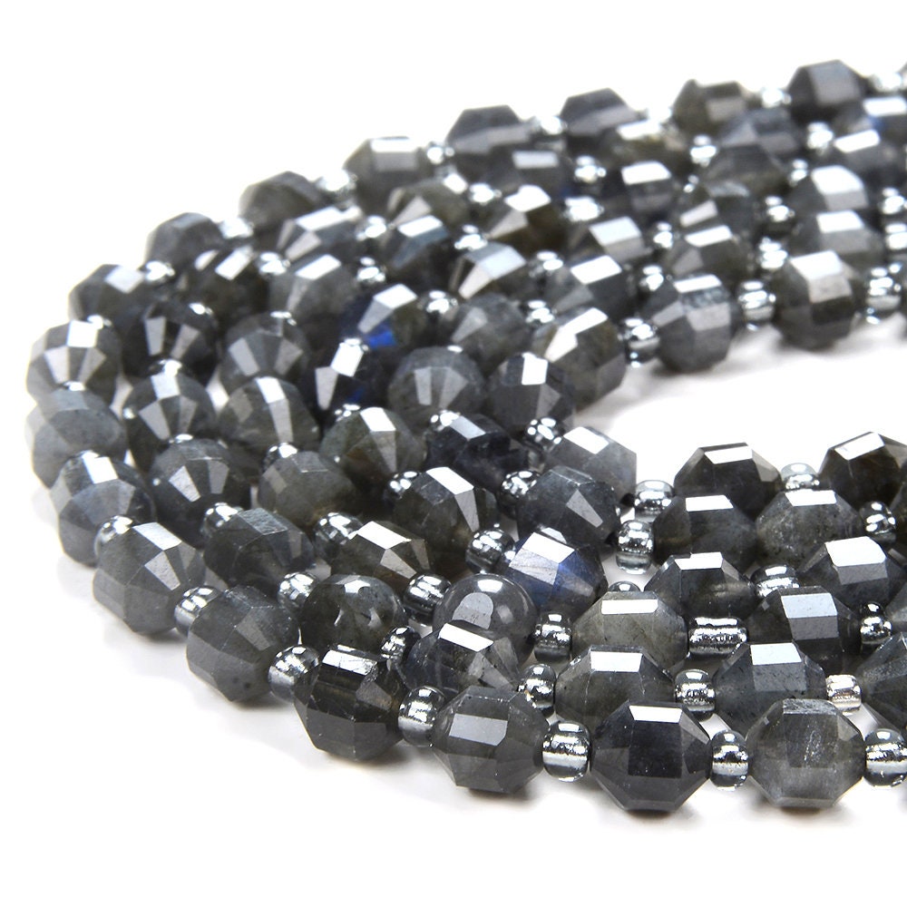 ブラックラブラドライト(6A) 現地直送】【ラルビカイト (ブラックラブラドライト)128面カット