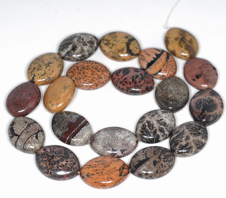 20X15MM Chinese Painting Jasper Gemstone Oval Loose Beads 15.5 Etsy