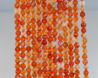 4mm Agate Gemstone Orange Faceted Round Loose Beads 15 inch Full Strand (90183806-364)