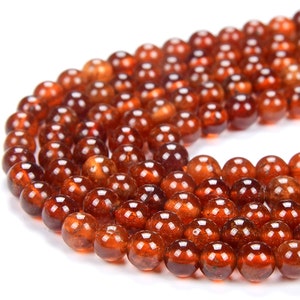 Natural Hessonite Garnet Gemstone Grade AAA Round 3MM 4MM 5MM Loose Beads (D317)