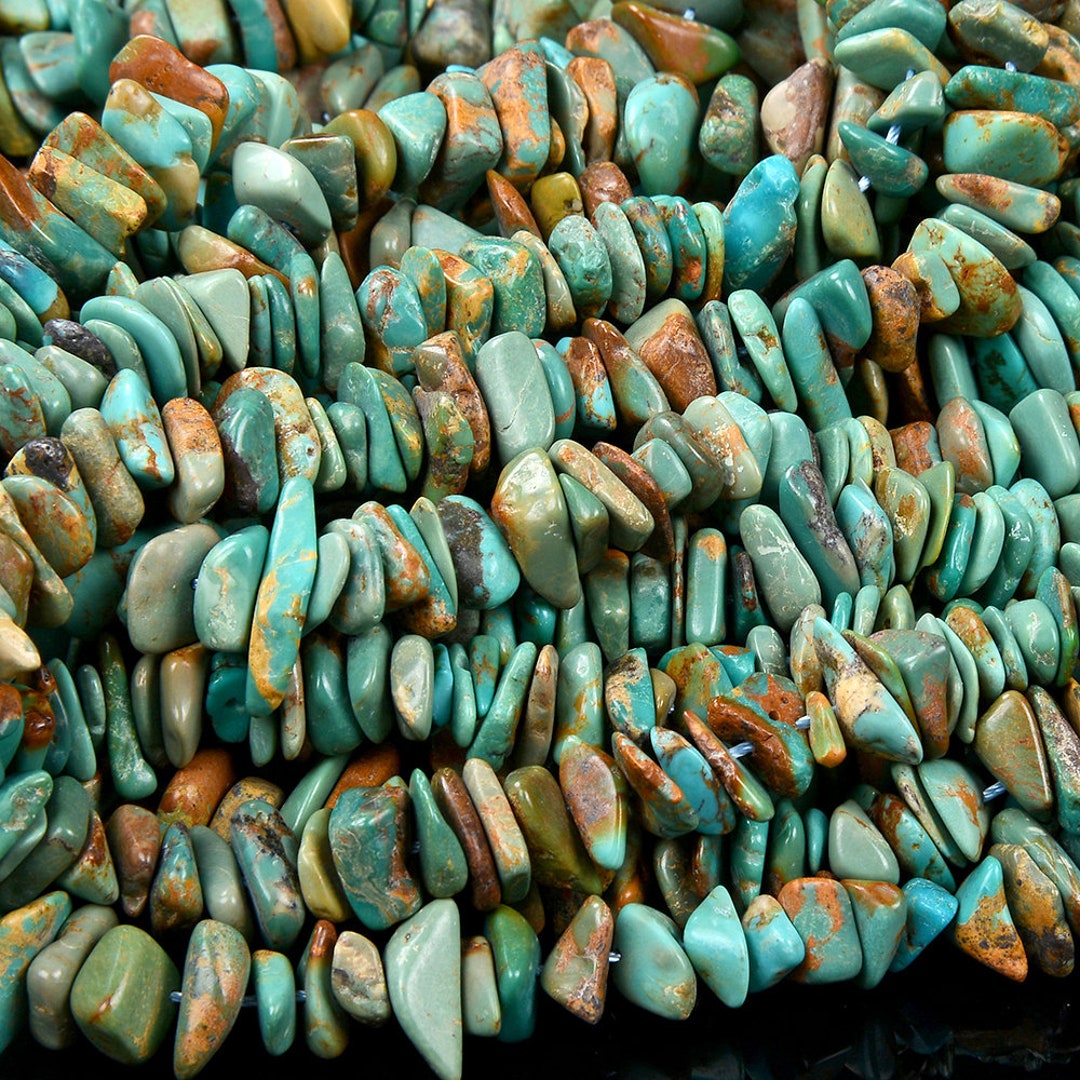 Genuine Natural Turquoise Blue Green Gemstone Pebble Nugget Chip 5 8MM 