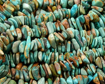 Genuine Natural Turquoise Blue Green Gemstone Pebble Nugget Chip 5-8MM 6-11MM 8-18MM Loose Beads (D432)