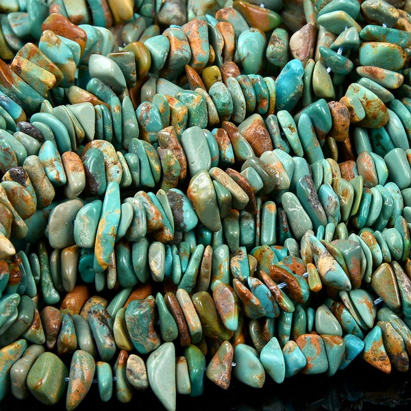 100% Genuine Natural Turquoise Blue Green Gemstone Pebble Nugget Chip 5-8MM 6-11MM 8-18MM Loose Beads (D432)