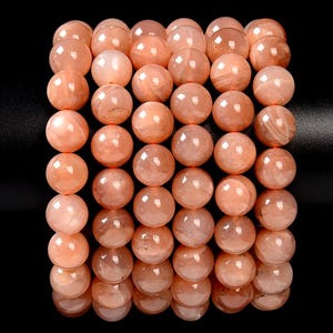 Natural Orange Moonstone Gemstone Round Bracelet 6MM 8MM 10MM 7.5 inch Strand (S42)