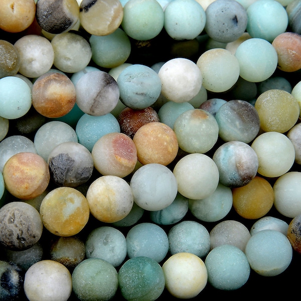 Matte Amazonite Gemstone Blue Brown Round 4mm/6mm/8mm/10mm Loose Beads 15 inch Full Strand (M6)