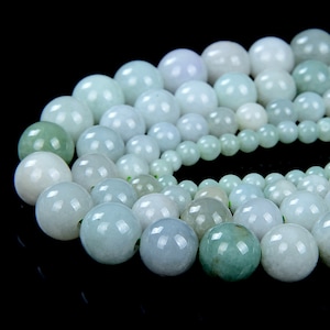Jade naturel de Birmanie, vert, qualité AAA, perles rondes 6 mm 8 mm 9 mm 10 mm (D21)