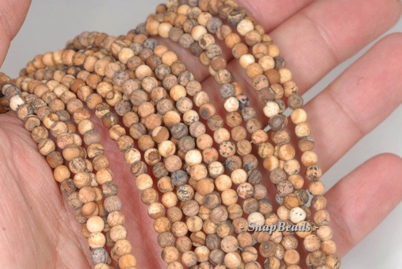 4mm Vast Desert Picture Jasper Gemstone Matte Brown Round 4mm Loose Beads 15.5 inch Full Strand 90114672-246 image 4