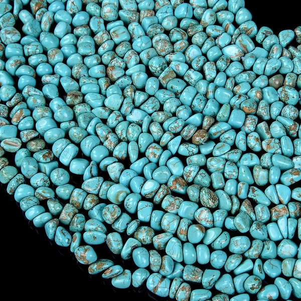 7-8MM Turquoise Gemstone Grade AAA Pebble Nugget Loose Beads 15.5 inch Full Strand (80008700-D62)