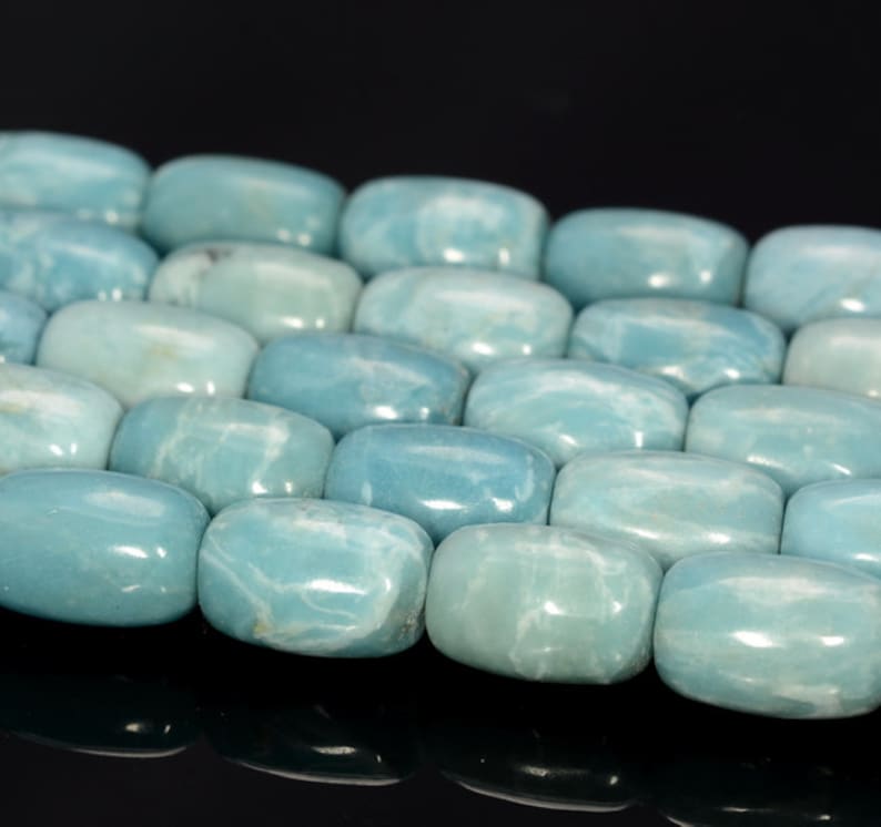 80005583-921 x10 10 Strands Larimar Quartz Gemstone Grade AAA Sky Blue 14x10mm Barrel Drum Loose Beads 15 inch Full Strand BULK LOT