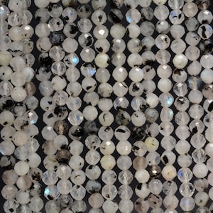 3.5MM  Rainbow Moonstone Gemstone Grade A Micro Faceted Round Loose Beads 15.5 inch Full Strand (80006523-A204)