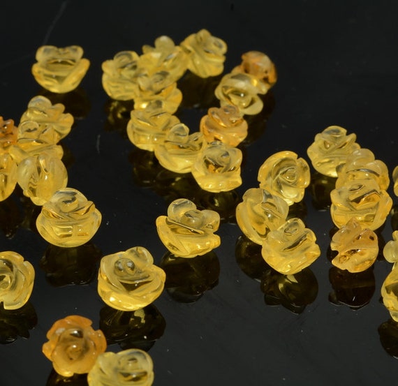 8MM Citrine Gemstone Carved Flower Beads BULK LOT 5,10,20,30,50
