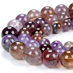 Natural Auralite 23 Cacoxenita Piedras preciosas grado AA Ronda 8MM 9MM 10MM 11MM 12MM 13MM 14MM Cuentas sueltas (D388)
