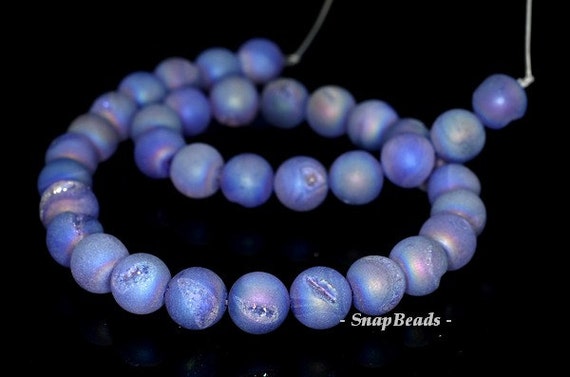 10MM TITANIUM LAVENDER PIXIE DUST DRUZY GEMSTONE PURPLE ROUND LOOSE BEADS 15/"