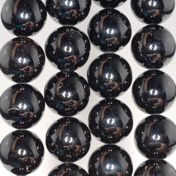 16MM Rare Morion Quartz Gemstone Grade AAA Round Loose Beads 7.5 inch Half Strand (80003789-B95)