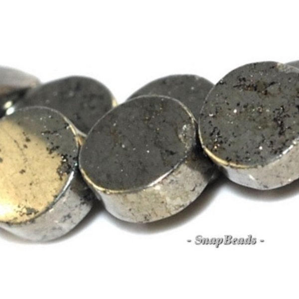 6MM Palazzo Pyrite Gemstone, Flat Round, Circle Button Coin 6MM Loose Beads 16 inch Full Strand (90107071-417)