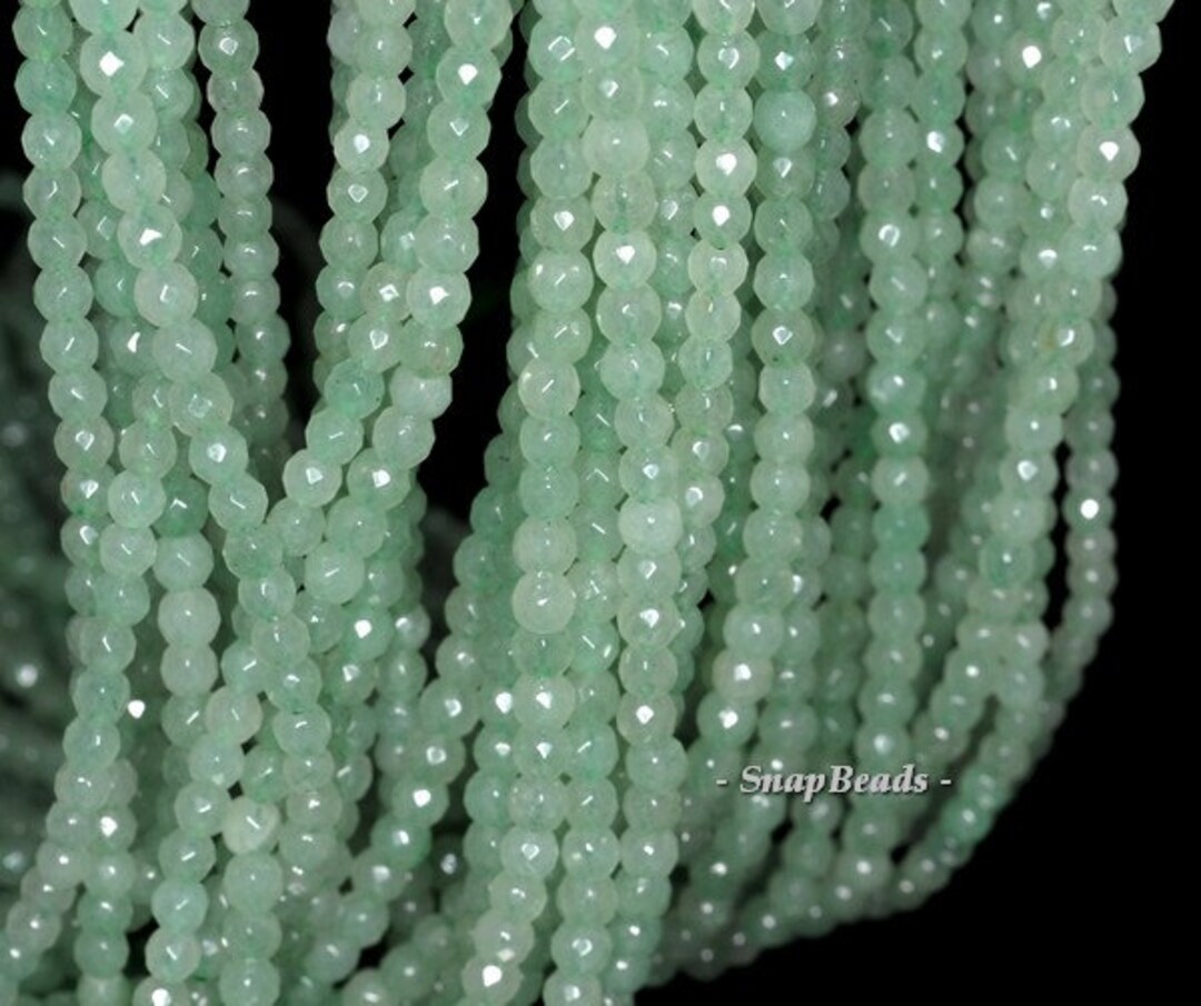 LodinG(仏)／344／size 6 4mm Green Aventurine Gemstone Green Faceted Round 4mm Loose