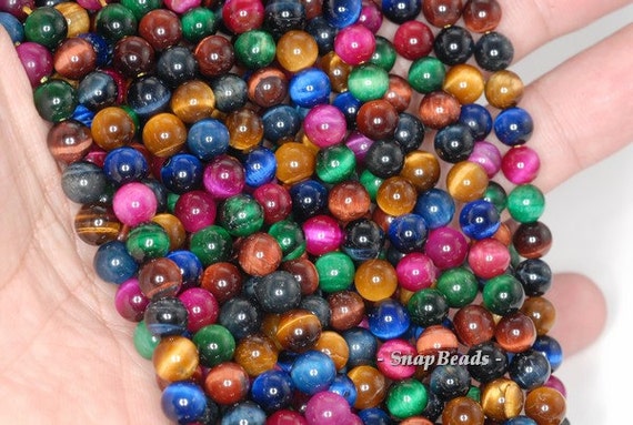8MM AAA NIGHT SAFARI TIGER EYE GEMSTONE RAINBOW MULTICOLOR ROUND LOOSE BEADS 16/"