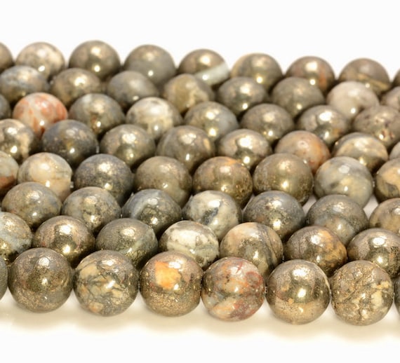 8MM HEMATITE GEMSTONE PYRITE TONE FACETED ROUND 8MM LOOSE BEADS 16/"