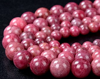 Rare Natural Thulite Pink Zoisite Gemstone Grade AAA Round 4MM 5MM 6MM 7MM 8MM 9MM 10MM 11MM 12MM 13MM 14MM Loose Beads (D225)